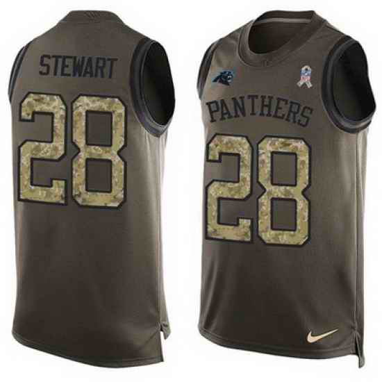 Nike Panthers #28 Jonathan Stewart Green Mens Stitched NFL Limited Salute To Service Tank Top Jersey